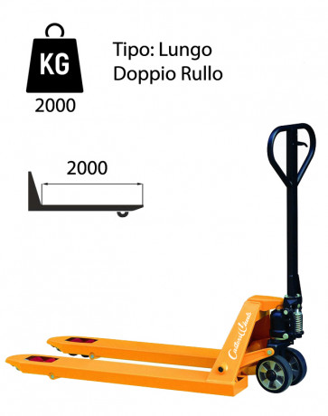 CWL2/200 Transpallet manuale lungo - portata 2000 Kg - doppio rullo