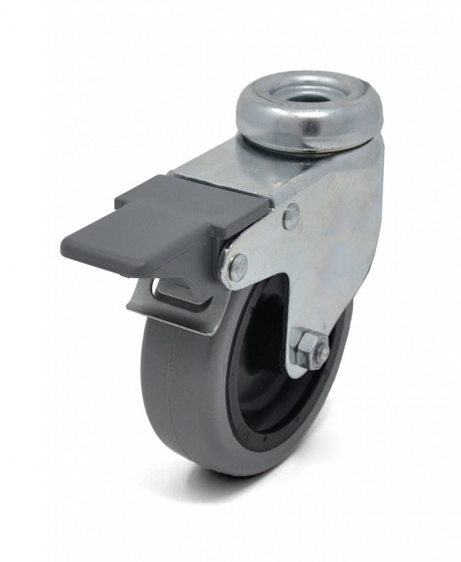 Ruote Industriali In Gomma Nera Con Supporto Fisso, Girevole E Con Freno. In Diametri E Misure - Foto 2