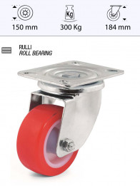 Ruota in nylon e poliuretano leggera Ø150 girevole