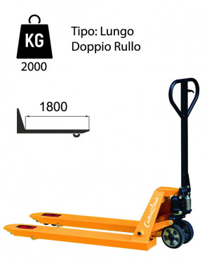 CWL2/180 Transpallet manuale lungo - portata 2000 Kg - doppio rullo