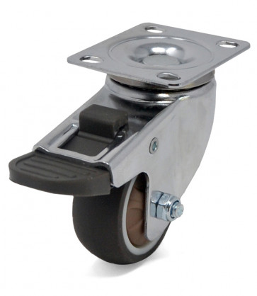 537050PCCE Swivel castor with brake, thermorubber grey wheel - Ø50