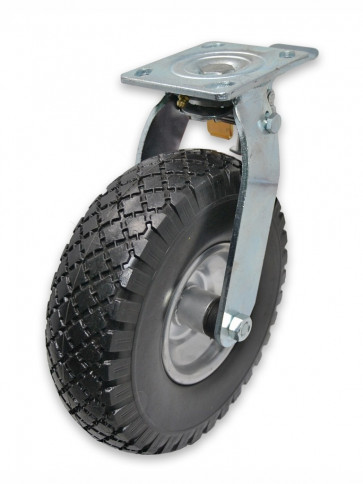 Swivel castor, pneumatic wheel - 260mmx85 (3.00-4) and brake