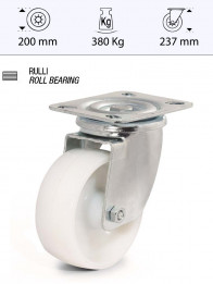 Swivel castor, nylon wheel - Ø200