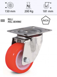 Swivel castor, nylon and polyurethane wheel - Ø150