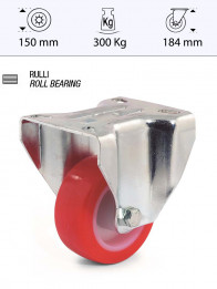 Fixed castor, nylon and polyurethane wheel - Ø150