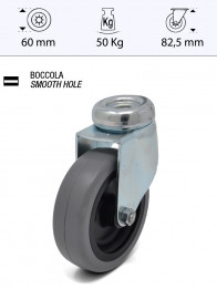 Swivel castor, black and grey rubber wheel - Ø60