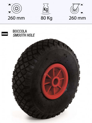 Pneumatic Fixed Plate Wheels FOUR x 260mm Diameter 300 x 4 Tyre Size 