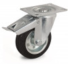 Swivel castor, black rubber wheel - Ø200