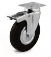 Swivel castor, black rubber wheel - Ø80