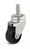 Swivel castor, black nylon wheel Ø50 - threaded stem 10MA