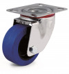 Swivel castor, nylon and blue elastic rubber wheel - Ø80