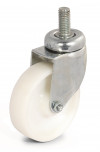 Swivel castor, white nylon wheel Ø50 - threaded stem 8MA