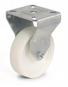 Fixed castor, white nylon wheel - Ø80