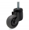 Swivel castor, nylon and grey rubber wheel Ø80 - threaded stem 12MA