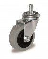 Swivel castor, grey rubber wheel Ø50 - threaded stem 10MA