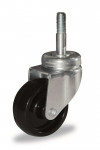 Swivel castor, black nylon wheel Ø60 - threaded stem 12MA