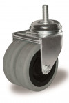 Swivel castor, grey rubber double wheel Ø50 - threaded stem 12MA