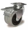 Swivel castor, grey rubber double wheel - Ø50