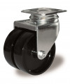 Swivel castor, black nylon double wheel - Ø50