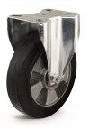 Fixed castor, black elastic rubber wheel - Ø160