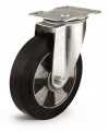 Swivel castor, black elastic rubber wheel - Ø250