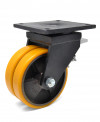 Swivel castor, cast iron and polyurethane double wheel - Ø200 x50