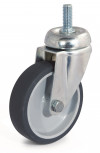 Swivel castor, grey synthetic rubber wheel Ø80 - threaded stem 10MA