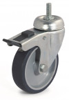 Swivel castor, grey synthetic rubber wheel Ø80 - threaded stem 10MA