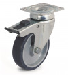 Swivel castor, grey synthetic rubber wheel - Ø125