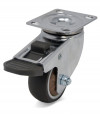 Swivel castor with brake, thermorubber grey wheel - Ø50