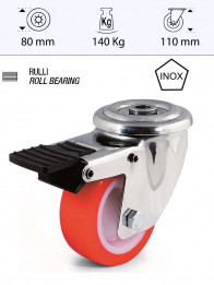 Roue pivotante en nylon et polyuréthane Ø80