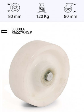 Rueda libre de nylon blanco Ø80