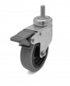 Rueda giratoria Ø80 de goma negra y gris - soporte tornillo 12MA